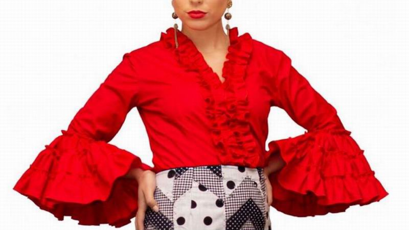 Blusas de Flamenca con Volantes en Color Rojo. Mod 24RJ